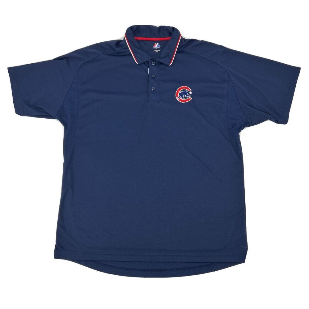 Majestic Shirt Men’s 2XL Blue‎ Chicago Cubs MLB Short Sleeve Polo